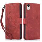 For iPhone XR Orchid Butterfly Embossed Leather Phone Case(Red) - 1