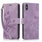 For iPhone XS Max Orchid Butterfly Embossed Leather Phone Case(Purple) - 1