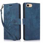 For iPhone 7 / 8 / SE 2022 Orchid Butterfly Embossed Leather Phone Case(Blue) - 1