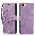 For iPhone 7 / 8 / SE 2022 Orchid Butterfly Embossed Leather Phone Case(Purple) - 1
