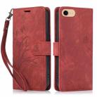 For iPhone 7 / 8 / SE 2022 Orchid Butterfly Embossed Leather Phone Case(Red) - 1
