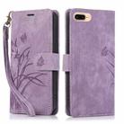 For iPhone 7 Plus / 8 Plus Orchid Butterfly Embossed Leather Phone Case(Purple) - 1