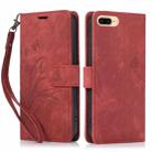 For iPhone 7 Plus / 8 Plus Orchid Butterfly Embossed Leather Phone Case(Red) - 1