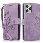 For iPhone 16 Pro Max Orchid Butterfly Embossed Leather Phone Case(Purple) - 1