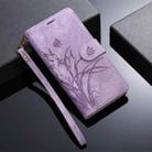 For iPhone 16 Pro Max Orchid Butterfly Embossed Leather Phone Case(Purple) - 2