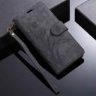 For iPhone 16 Orchid Butterfly Embossed Leather Phone Case(Black) - 2