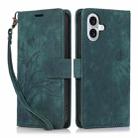 For iPhone 16 Orchid Butterfly Embossed Leather Phone Case(Green) - 1
