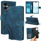 For iPhone 16 Orchid Butterfly Embossed Leather Phone Case(Blue) - 1