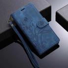 For iPhone 16 Orchid Butterfly Embossed Leather Phone Case(Blue) - 2