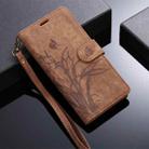 For iPhone 16 Orchid Butterfly Embossed Leather Phone Case(Brown) - 2