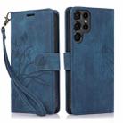 For Samsung Galaxy S24 Ultra 5G Orchid Butterfly Embossed Leather Phone Case(Blue) - 1