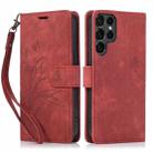 For Samsung Galaxy S24 Ultra 5G Orchid Butterfly Embossed Leather Phone Case(Red) - 1