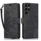 For Samsung Galaxy S23 Ultra 5G Orchid Butterfly Embossed Leather Phone Case(Black) - 1