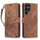 For Samsung Galaxy S23 Ultra 5G Orchid Butterfly Embossed Leather Phone Case(Brown) - 1