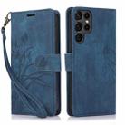 For Samsung Galaxy S21 Ultra 5G Orchid Butterfly Embossed Leather Phone Case(Blue) - 1