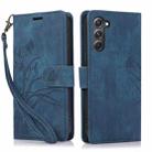 For Samsung Galaxy S23+ 5G Orchid Butterfly Embossed Leather Phone Case(Blue) - 1