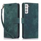 For Samsung Galaxy S22+ 5G Orchid Butterfly Embossed Leather Phone Case(Green) - 1