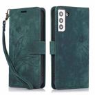 For Samsung Galaxy S21+ 5G Orchid Butterfly Embossed Leather Phone Case(Green) - 1