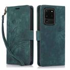 For Samsung Galaxy S20 Ultra Orchid Butterfly Embossed Leather Phone Case(Green) - 1