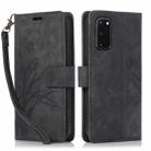 For Samsung Galaxy S20+ Orchid Butterfly Embossed Leather Phone Case(Black) - 1