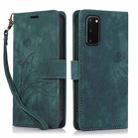 For Samsung Galaxy S20+ Orchid Butterfly Embossed Leather Phone Case(Green) - 1