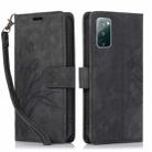 For Samsung Galaxy S20 FE Orchid Butterfly Embossed Leather Phone Case(Black) - 1