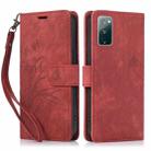 For Samsung Galaxy S20 FE Orchid Butterfly Embossed Leather Phone Case(Red) - 1