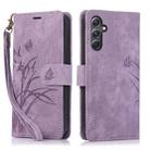 For Samsung Galaxy S23 FE 5G Orchid Butterfly Embossed Leather Phone Case(Purple) - 1