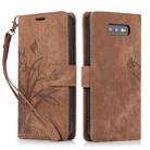 For Samsung Galaxy S10e Orchid Butterfly Embossed Leather Phone Case(Brown) - 1