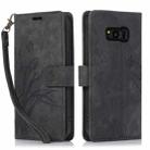 For Samsung Galaxy S8 Orchid Butterfly Embossed Leather Phone Case(Black) - 1