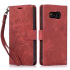 For Samsung Galaxy S8 Orchid Butterfly Embossed Leather Phone Case(Red) - 1