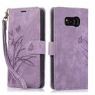 For Samsung Galaxy S8+ Orchid Butterfly Embossed Leather Phone Case(Purple) - 1