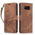 For Samsung Galaxy S8+ Orchid Butterfly Embossed Leather Phone Case(Brown) - 1