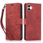 For Samsung Galaxy A04e / F04 Orchid Butterfly Embossed Leather Phone Case(Red) - 1