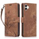 For Samsung Galaxy A05 4G Orchid Butterfly Embossed Leather Phone Case(Brown) - 1