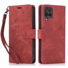 For Samsung Galaxy A12 / M12 Orchid Butterfly Embossed Leather Phone Case(Red) - 1