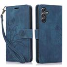 For Samsung Galaxy A14 4G / 5G Orchid Butterfly Embossed Leather Phone Case(Blue) - 1
