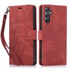 For Samsung Galaxy A14 4G / 5G Orchid Butterfly Embossed Leather Phone Case(Red) - 1