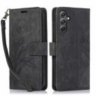 For Samsung Galaxy A24 4G Global Orchid Butterfly Embossed Leather Phone Case(Black) - 1