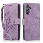 For Samsung Galaxy A34 5G Orchid Butterfly Embossed Leather Phone Case(Purple) - 1