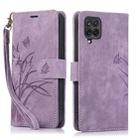 For Samsung Galaxy A42 Orchid Butterfly Embossed Leather Phone Case(Purple) - 1