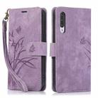 For Samsung Galaxy A50 / A50s Orchid Butterfly Embossed Leather Phone Case(Purple) - 1