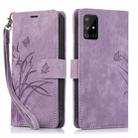 For Samsung Galaxy A51 4G Orchid Butterfly Embossed Leather Phone Case(Purple) - 1