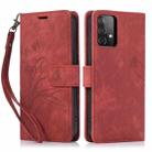 For Samsung Galaxy A53 Orchid Butterfly Embossed Leather Phone Case(Red) - 1