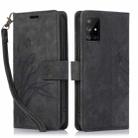 For Samsung Galaxy A71 4G Orchid Butterfly Embossed Leather Phone Case(Black) - 1
