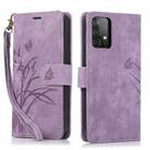 For Samsung Galaxy A72 4G/5G Orchid Butterfly Embossed Leather Phone Case(Purple) - 1