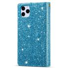 For iPhone 11 Pro Max Multi-card Slots Starry Sky Laser Carving Glitter Zipper Horizontal Flip Leather Case with Holder & Wallet & Lanyard(Sky Blue) - 3