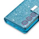 For iPhone 11 Pro Max Multi-card Slots Starry Sky Laser Carving Glitter Zipper Horizontal Flip Leather Case with Holder & Wallet & Lanyard(Sky Blue) - 4