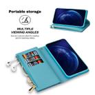 For iPhone 11 Pro Max Multi-card Slots Starry Sky Laser Carving Glitter Zipper Horizontal Flip Leather Case with Holder & Wallet & Lanyard(Sky Blue) - 8