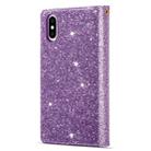 For iPhone X / XS Multi-card Slots Starry Sky Laser Carving Glitter Zipper Horizontal Flip Leather Case with Holder & Wallet & Lanyard(Purple) - 3